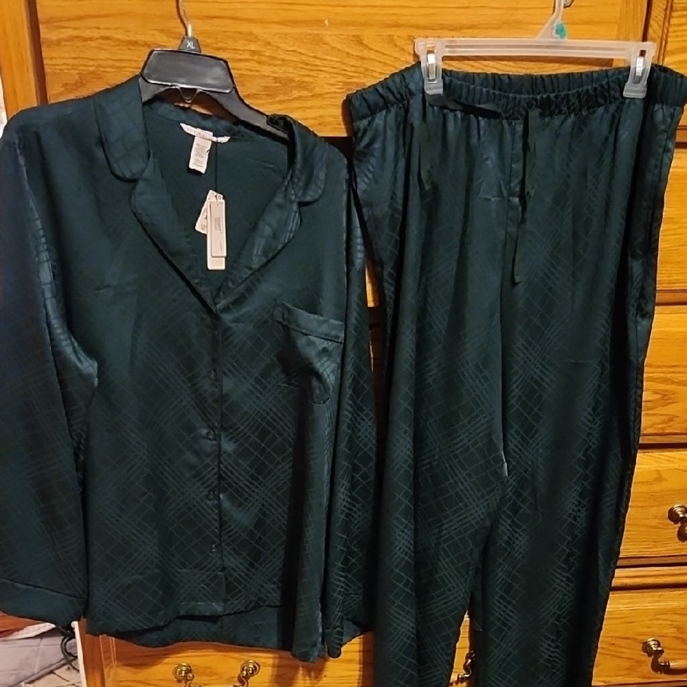 Victoria's Secret Plaid Satin Pajama Set